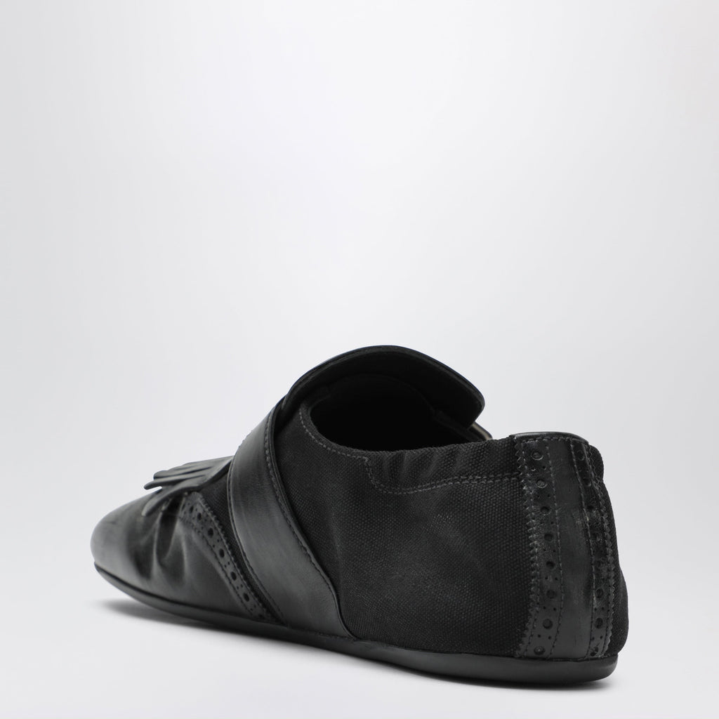Prada Black Leather Shuffle Buckle Shoes