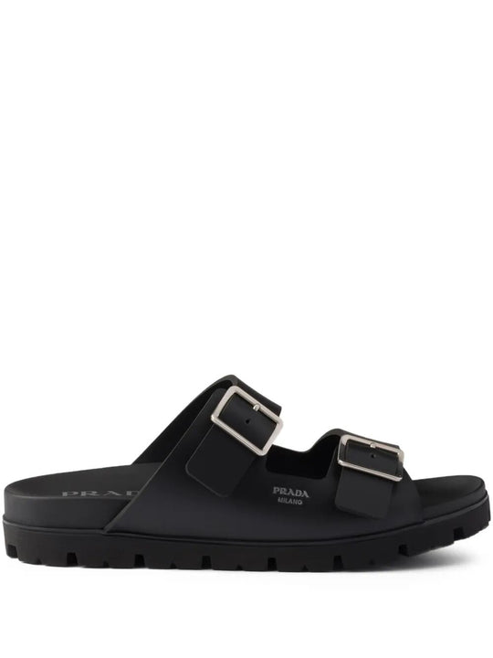 Prada Black Leather Slippers
