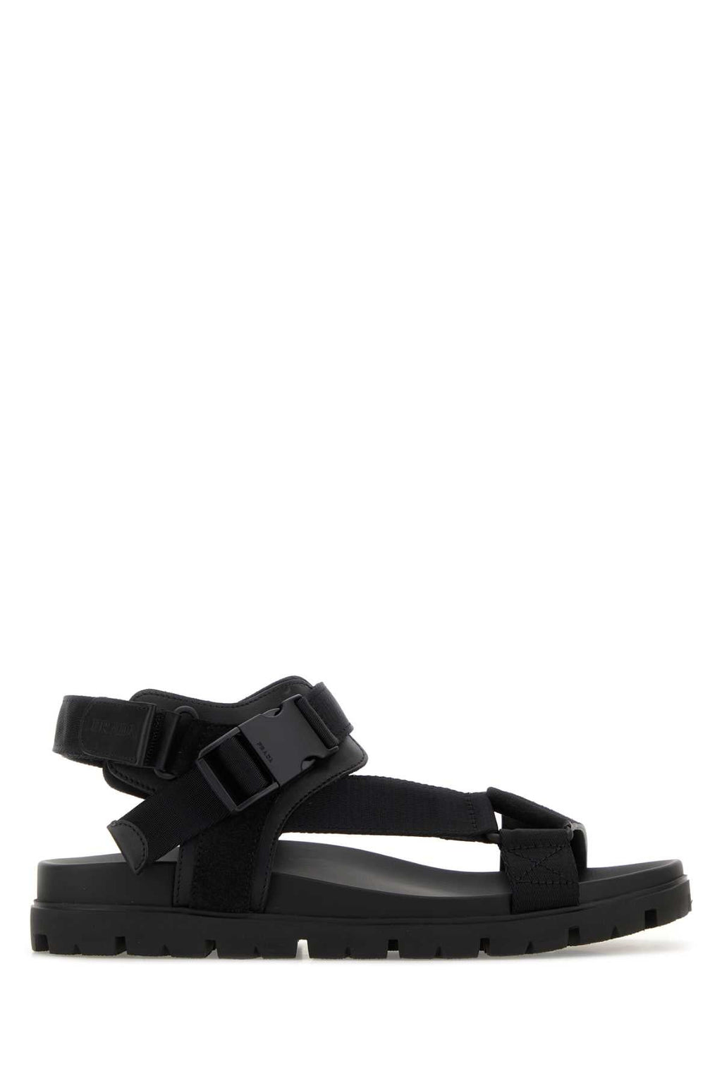 Prada Black Fabric Suede Sandals