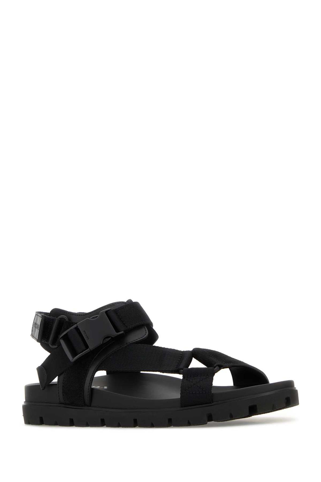 Prada Black Fabric Suede Sandals