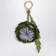 Christian Louboutin Olive Green/Lilac Leather Key Ring With A Floral Design