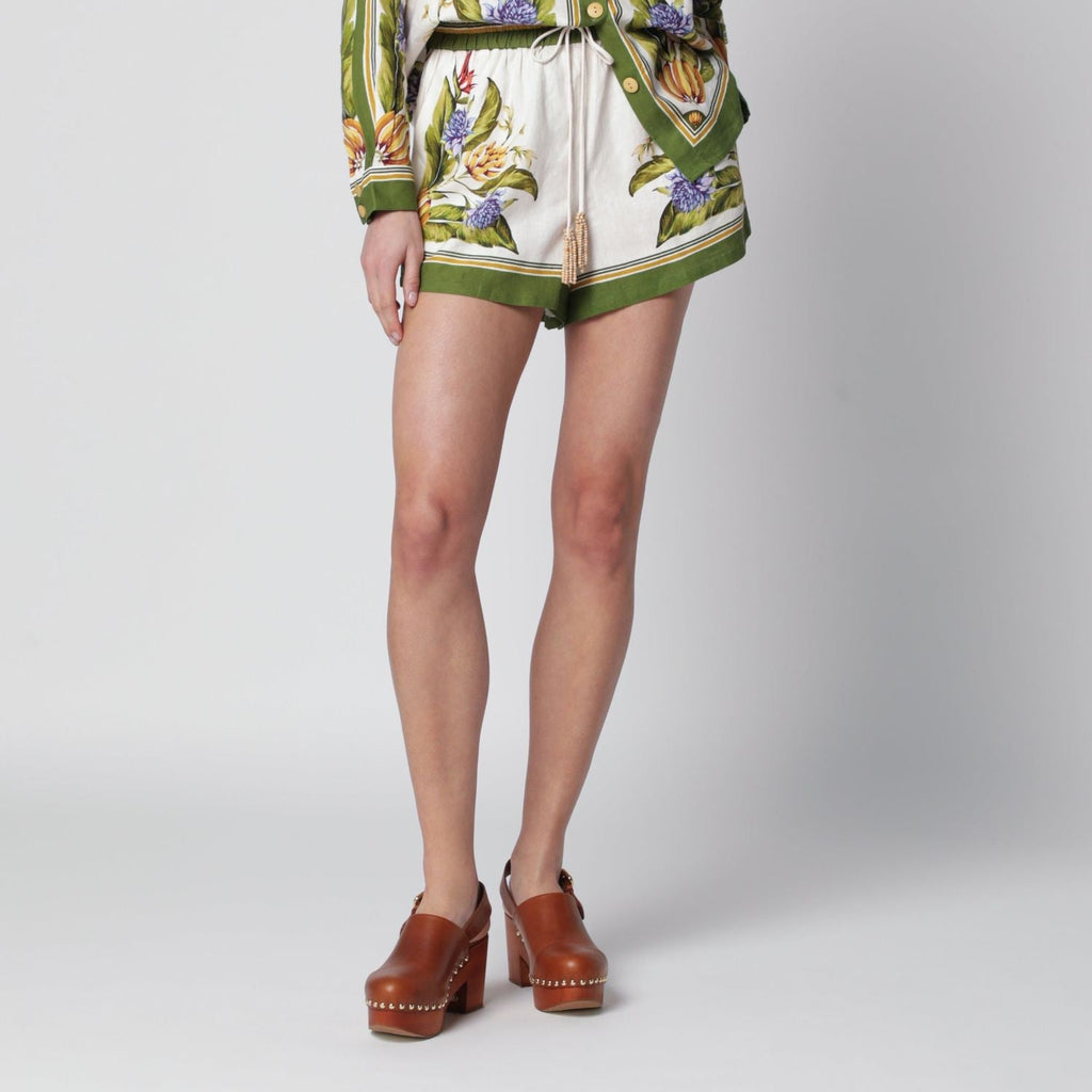 Farm Rio Sand Tropical Scarf Linenblend Shorts