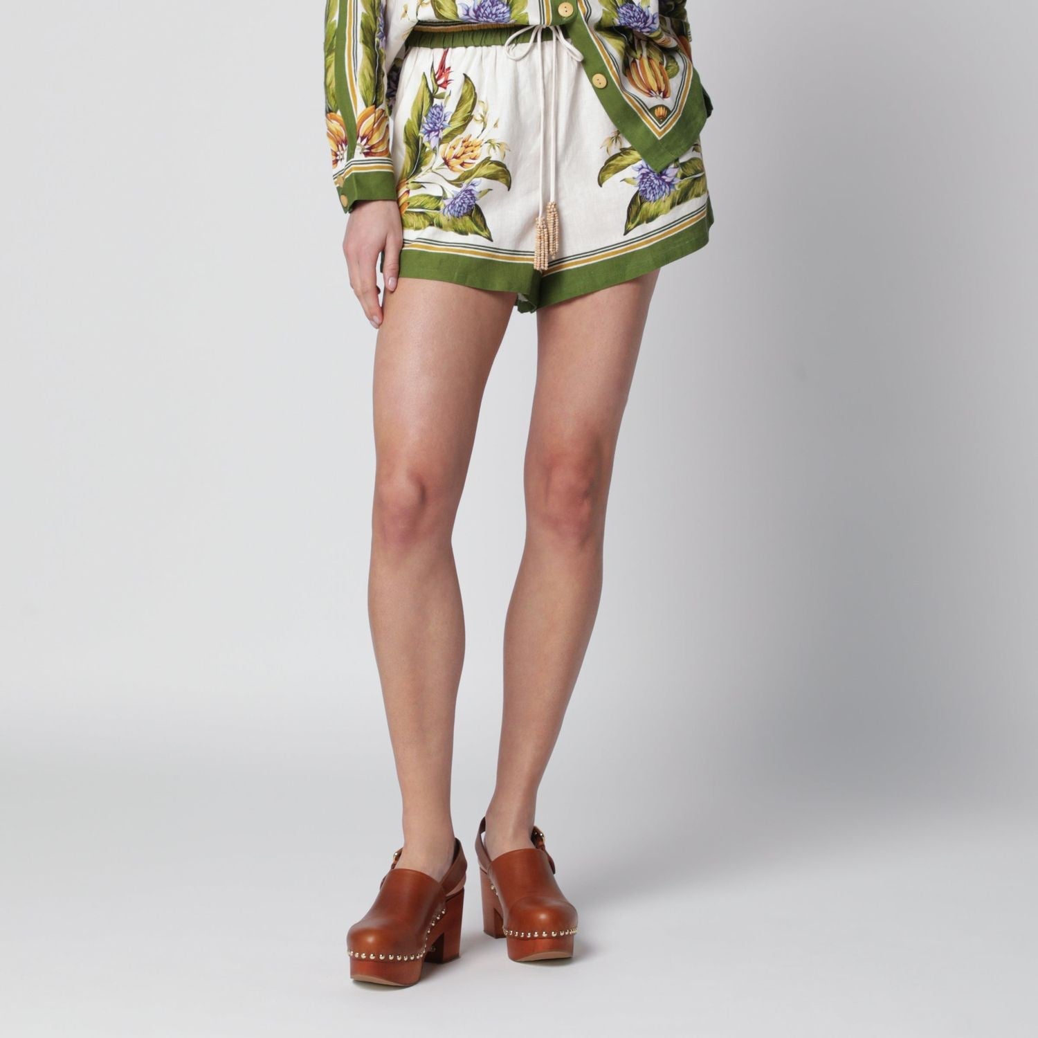Farm Rio Sand Tropical Scarf Linenblend Shorts