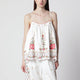 Farm Rio Linen-Blend Top With Floral Embroidery