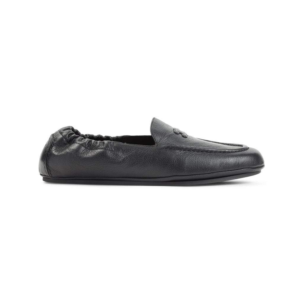 Celine Black Leather Triomphe Loafers