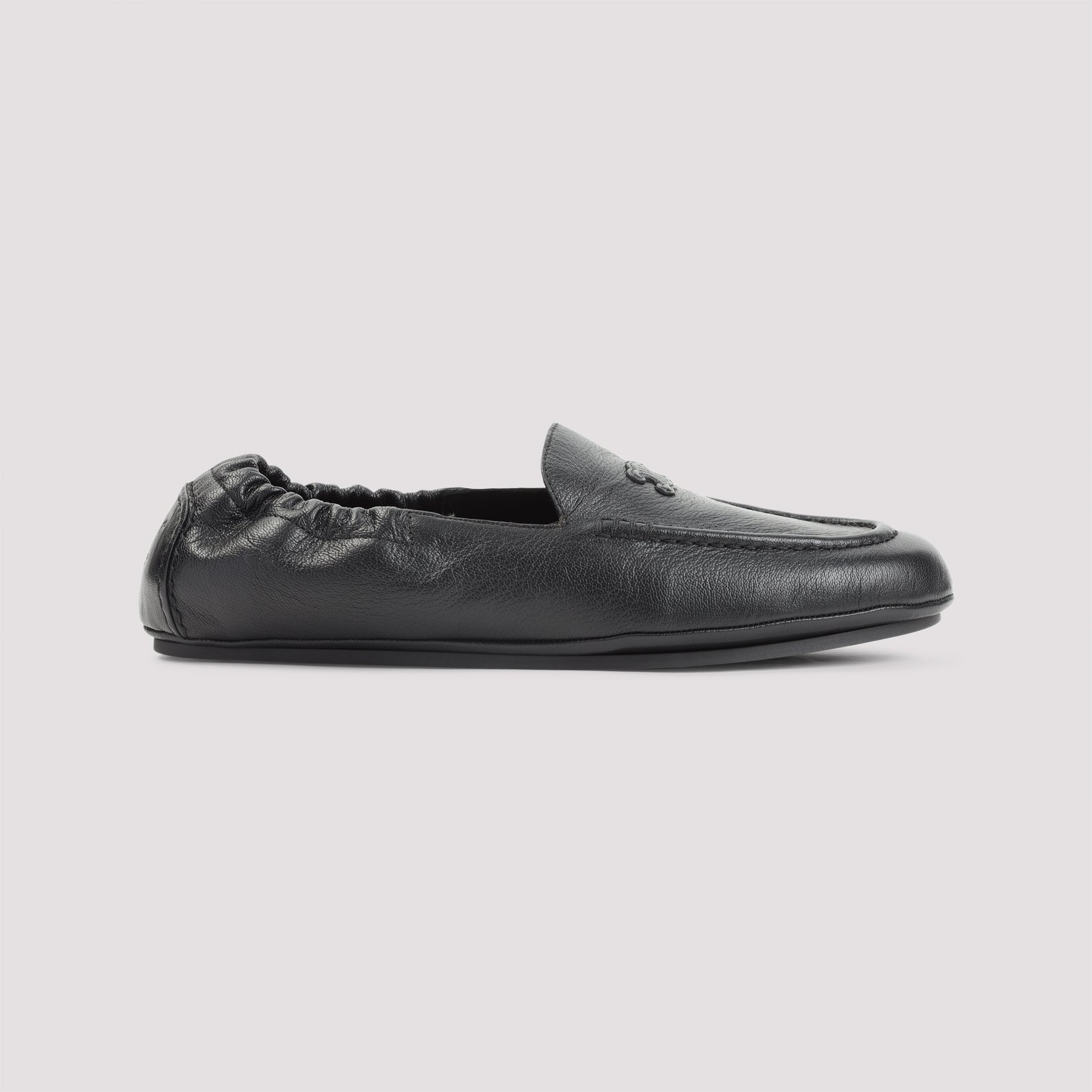 Celine Black Leather Triomphe Loafers