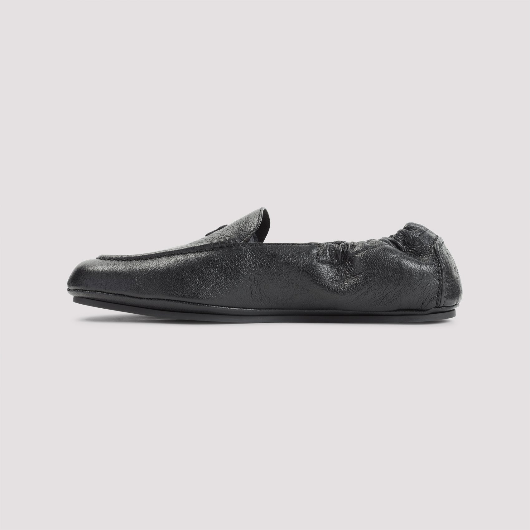 Celine Black Leather Triomphe Loafers