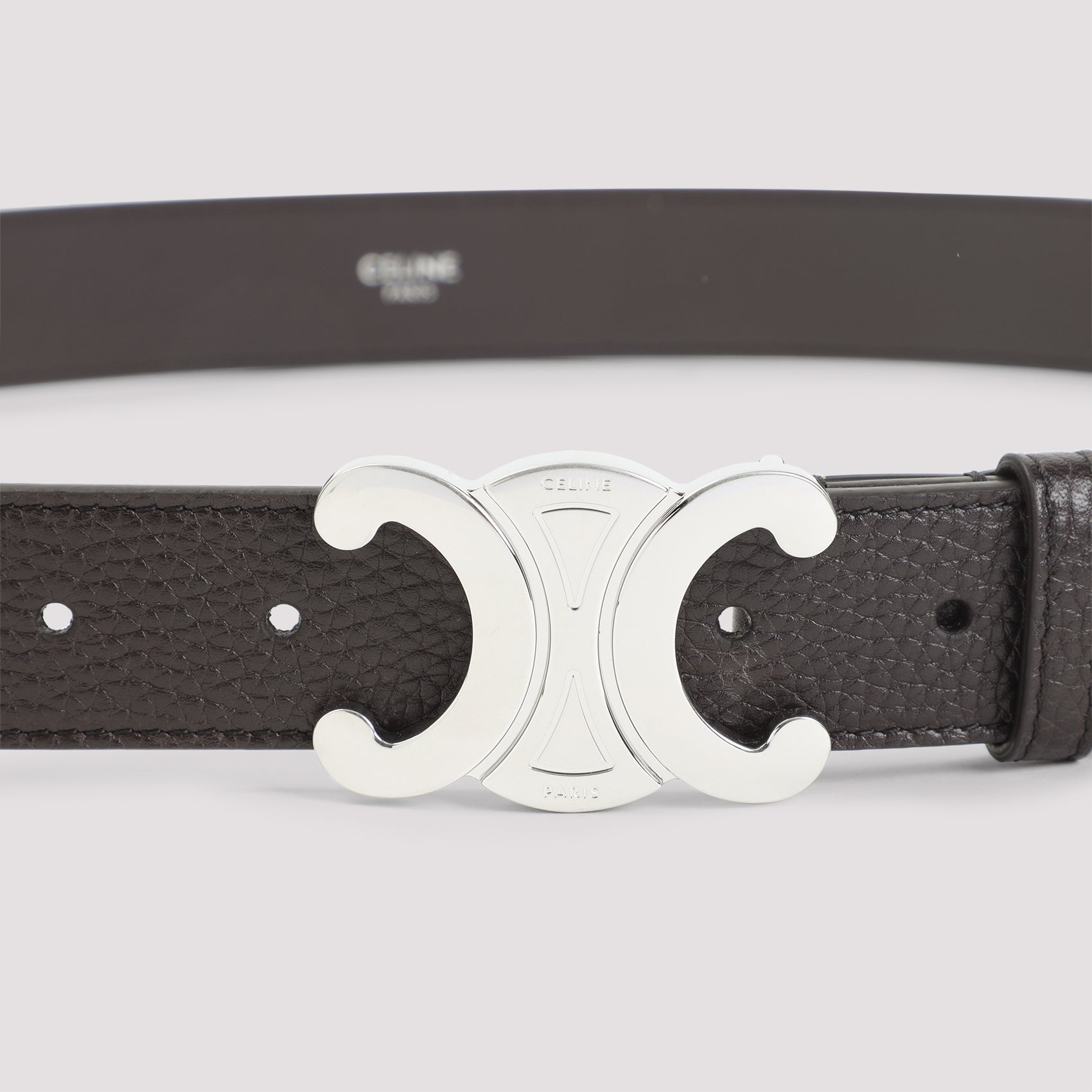 Celine Espresso Brown Calf Leather Large 30 Mm Belt