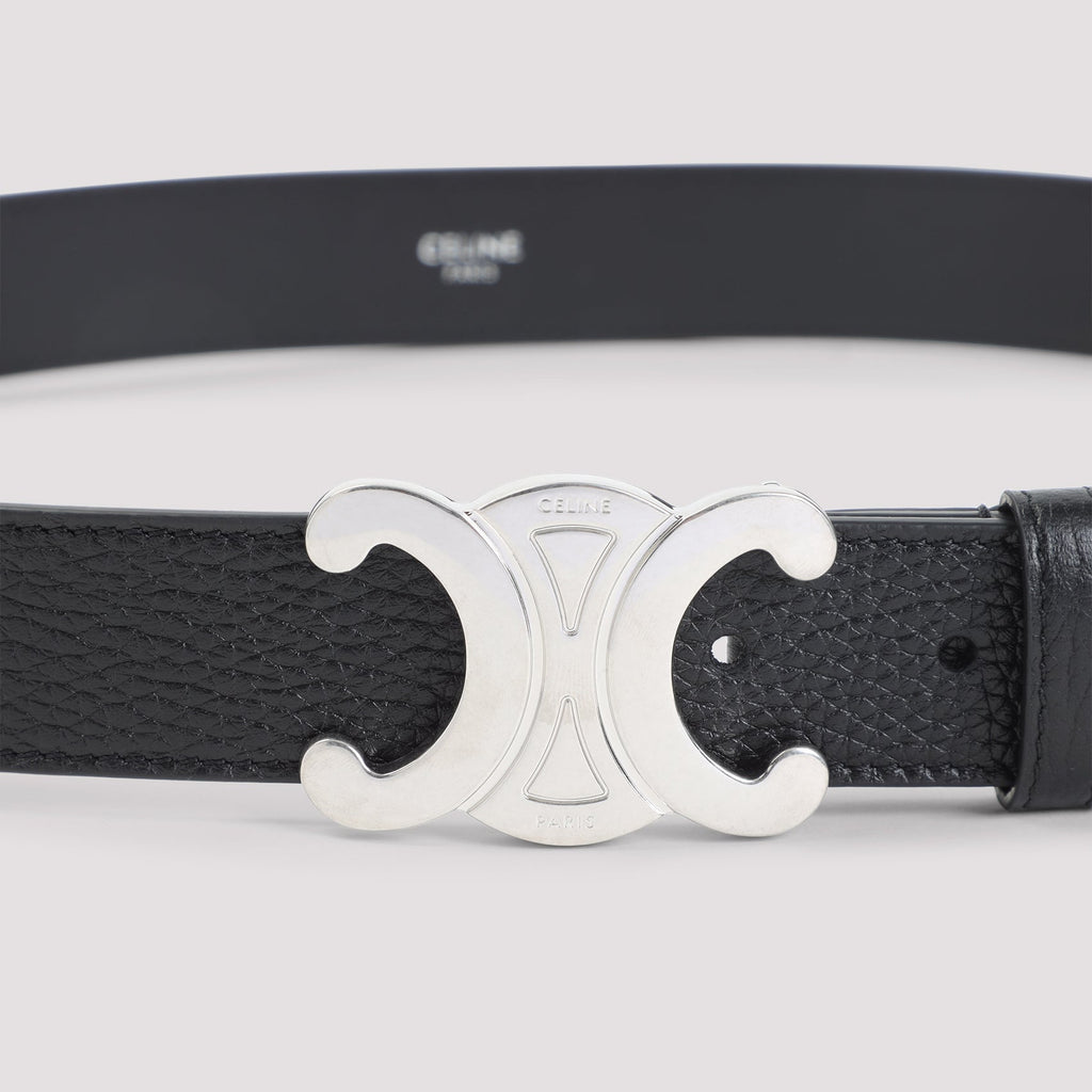 Celine Black Calf Leather Large 30 Mm Belt