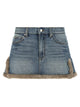 Denim X Alexander Wang Denim Skirt With Fur Hem