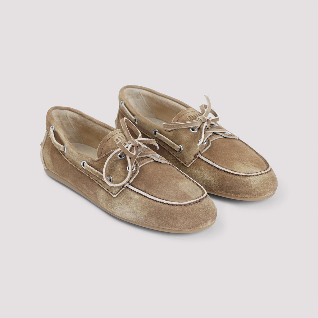 Miu Miu Camel Suede Loafers