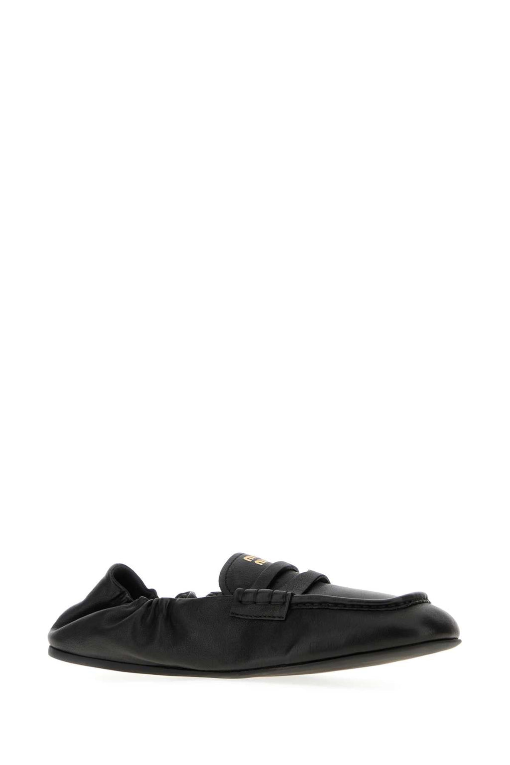 Miu Miu Black Nappa Leather Ruches Loafers