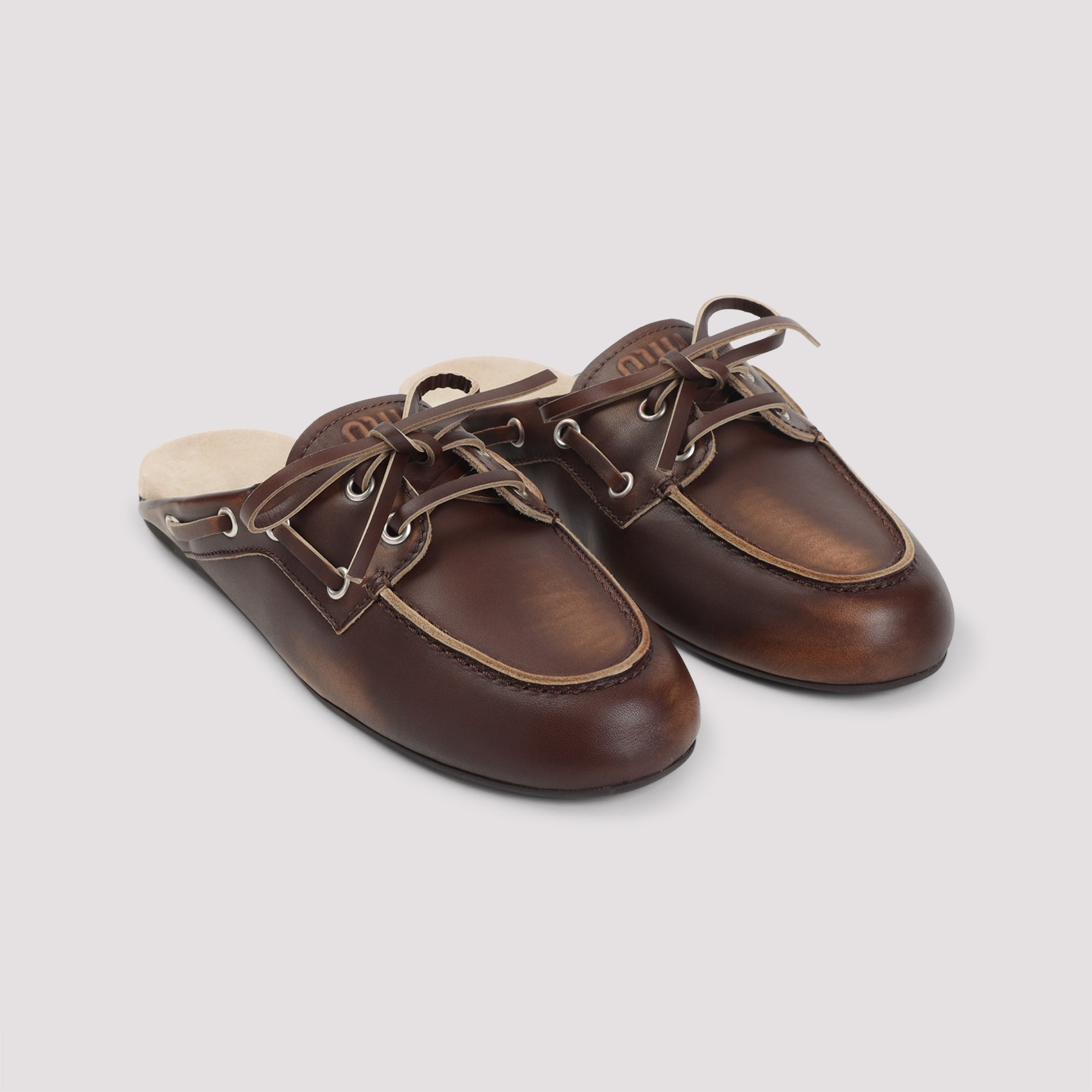 Miu Miu Faded Leather Deck Mules