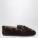 Miu Miu Deck Shoes In Suede With Dark Brown Tassels