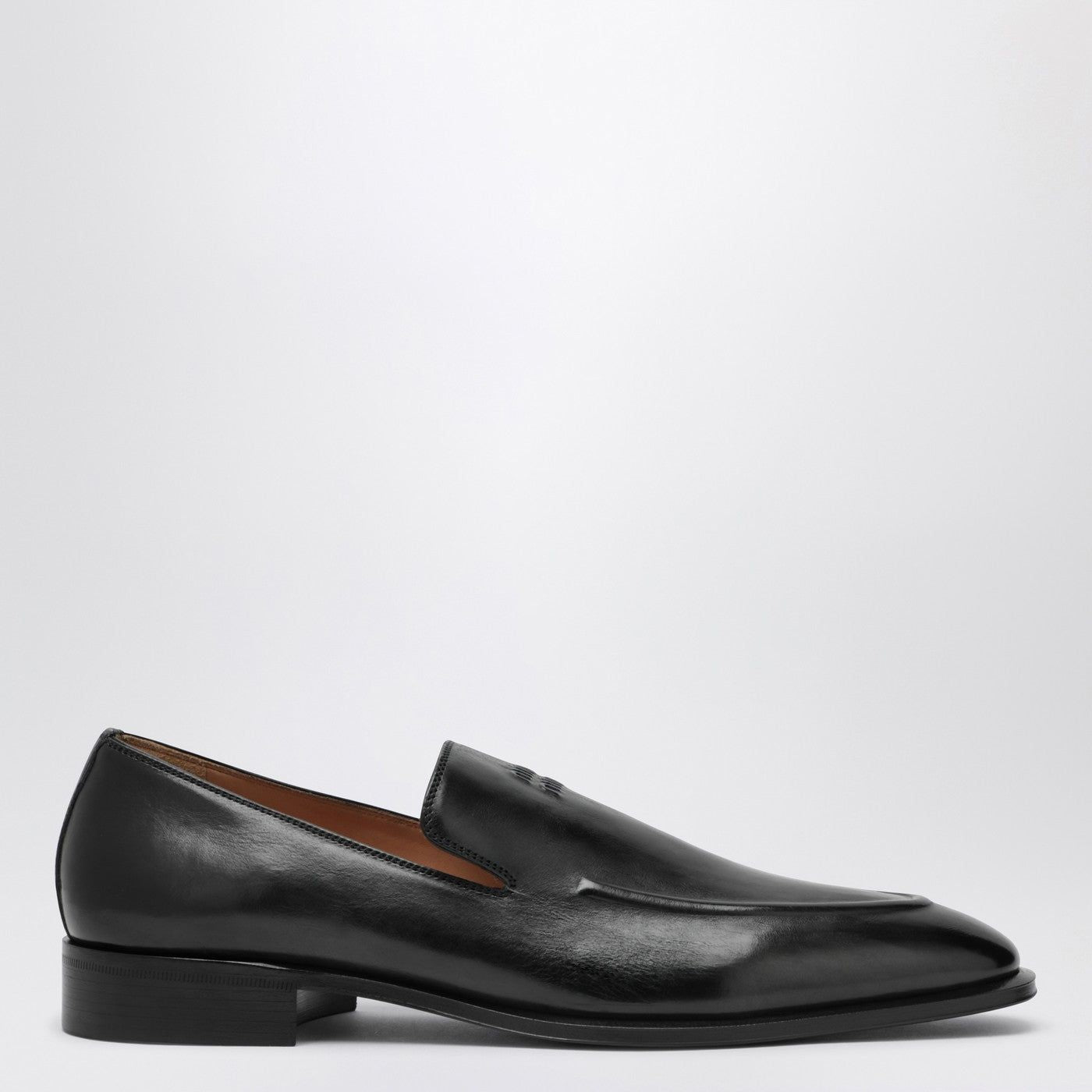 Miu Miu Black Leather Loafers With Logo