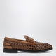 Miu Miu Cognaccolored Woven Leather Penny Loafers