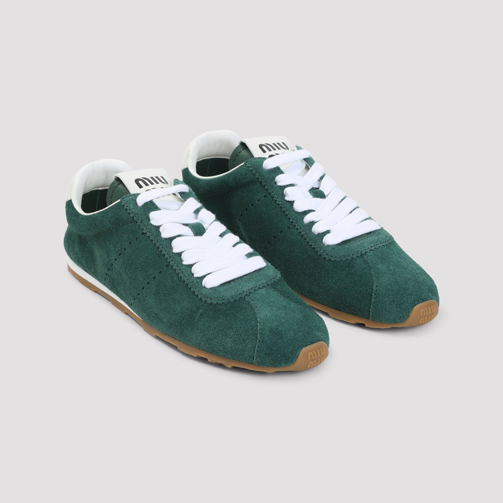 Miu Miu Oleandro Lace Up Suede Calf Leather Sneakers