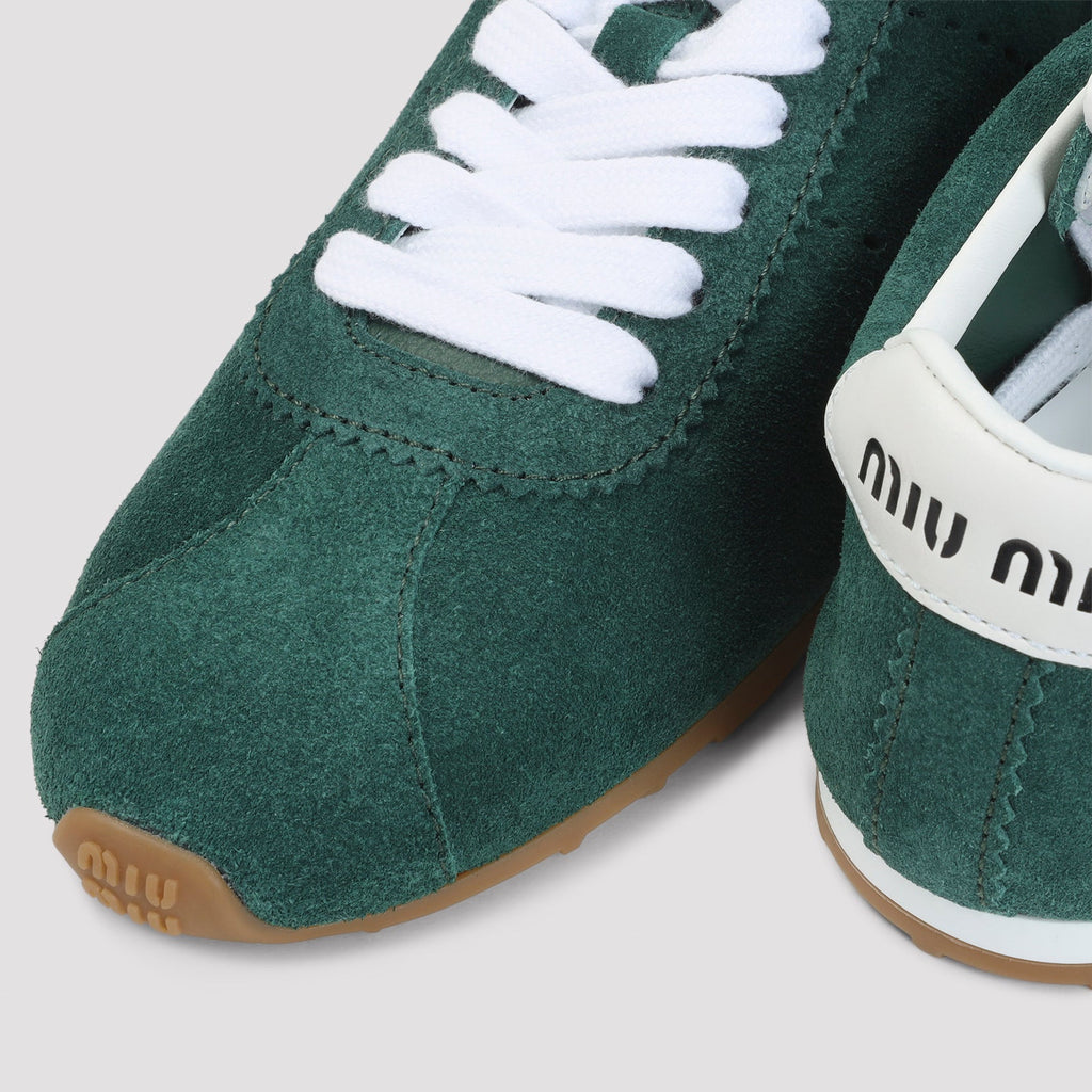 Miu Miu Oleandro Lace Up Suede Calf Leather Sneakers