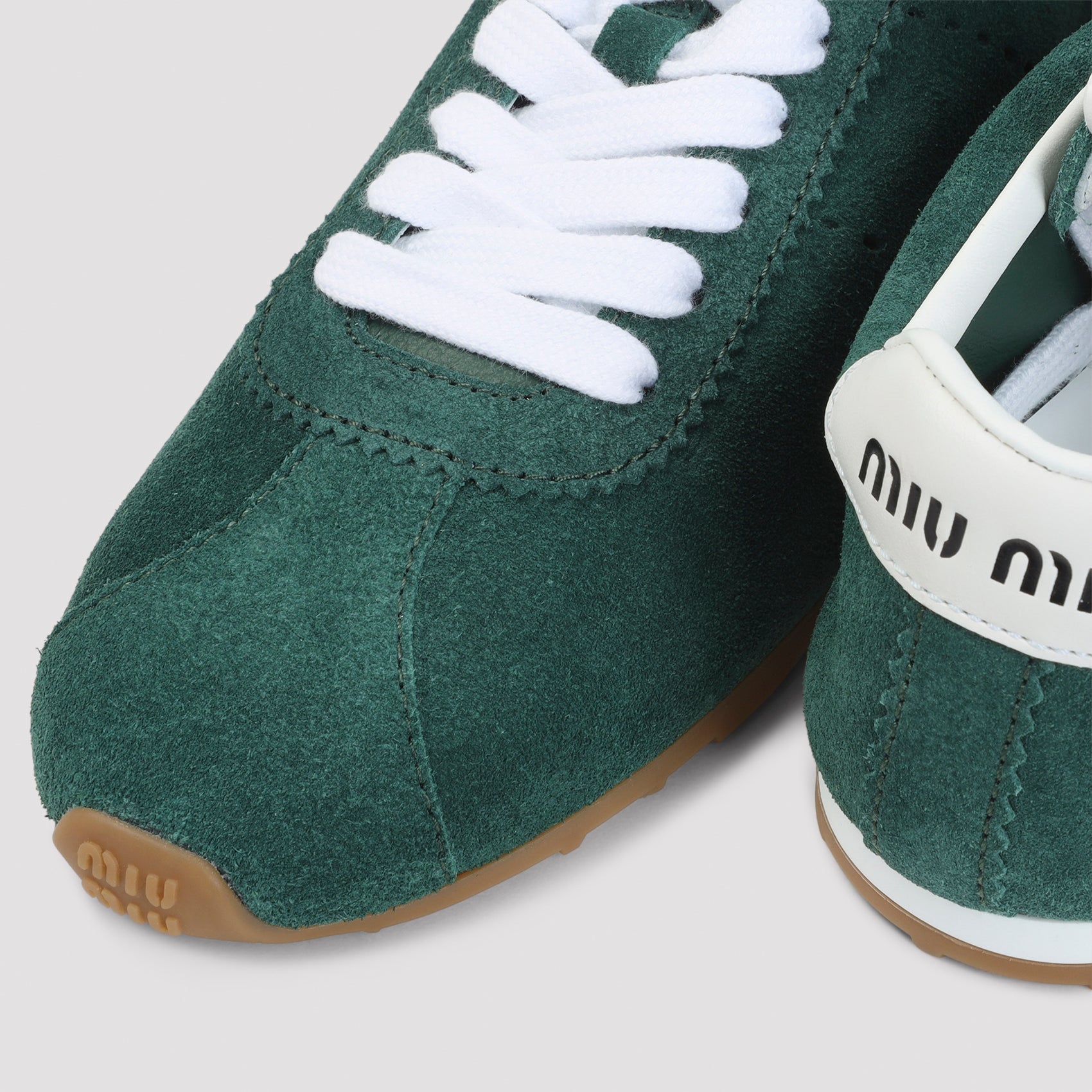 Miu Miu Oleandro Lace Up Suede Calf Leather Sneakers
