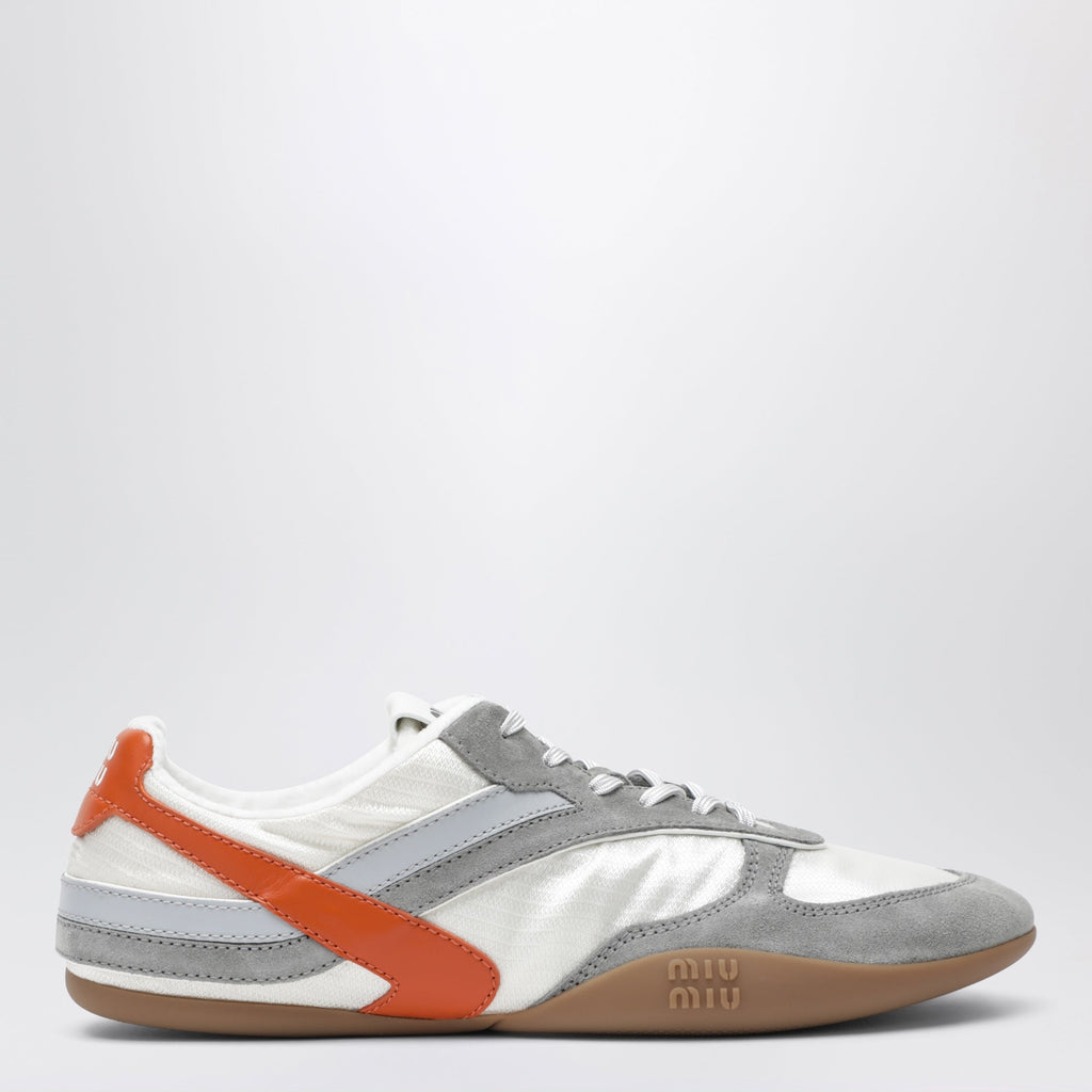 Miu Miu Gymnasium Sneakers In Talc/Papaya In Technical Fabric And Suede