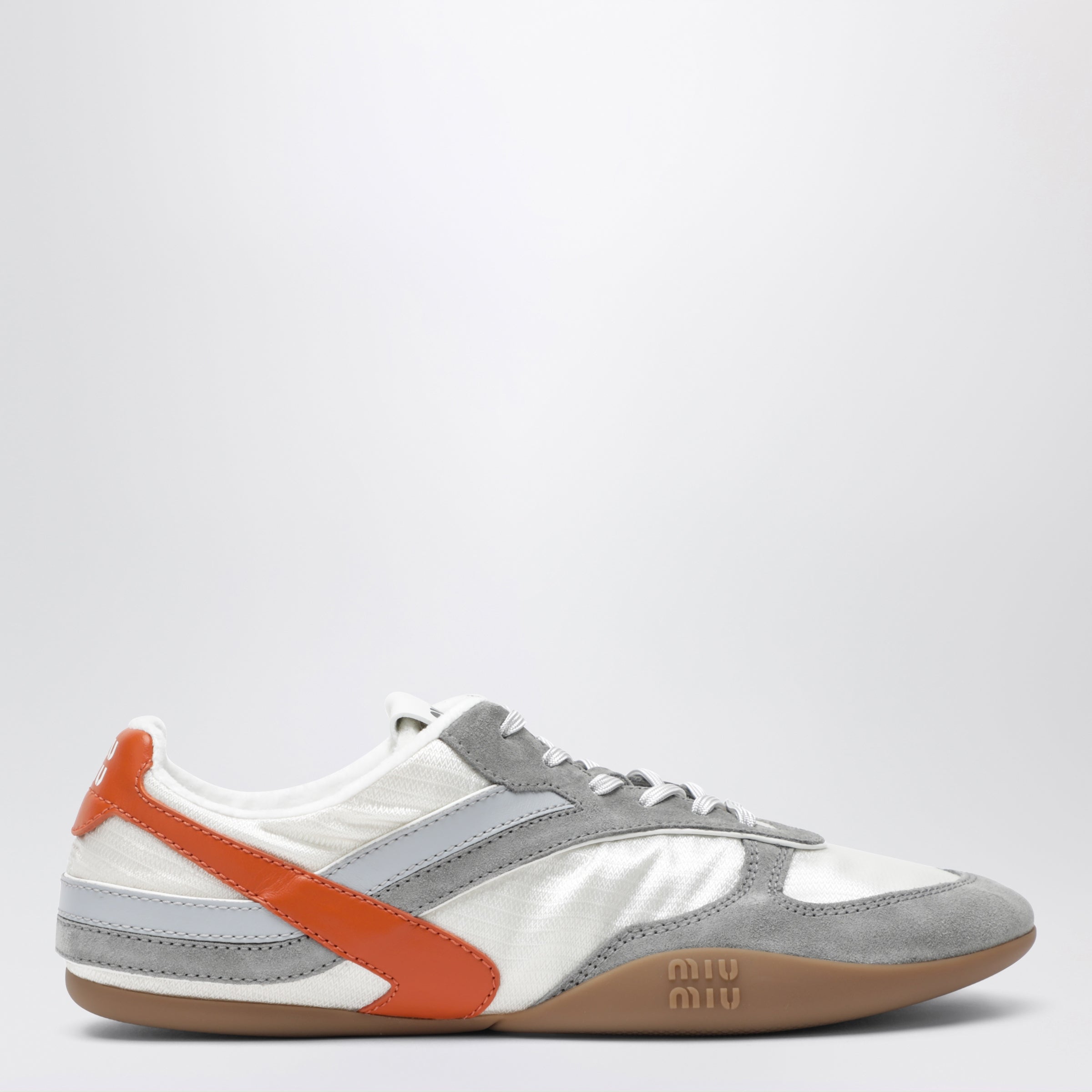 Miu Miu Gymnasium Sneakers In Talc/Papaya In Technical Fabric And Suede
