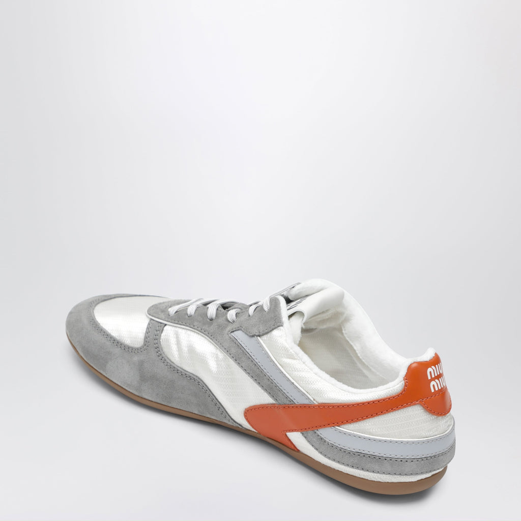 Miu Miu Gymnasium Sneakers In Talc/Papaya In Technical Fabric And Suede