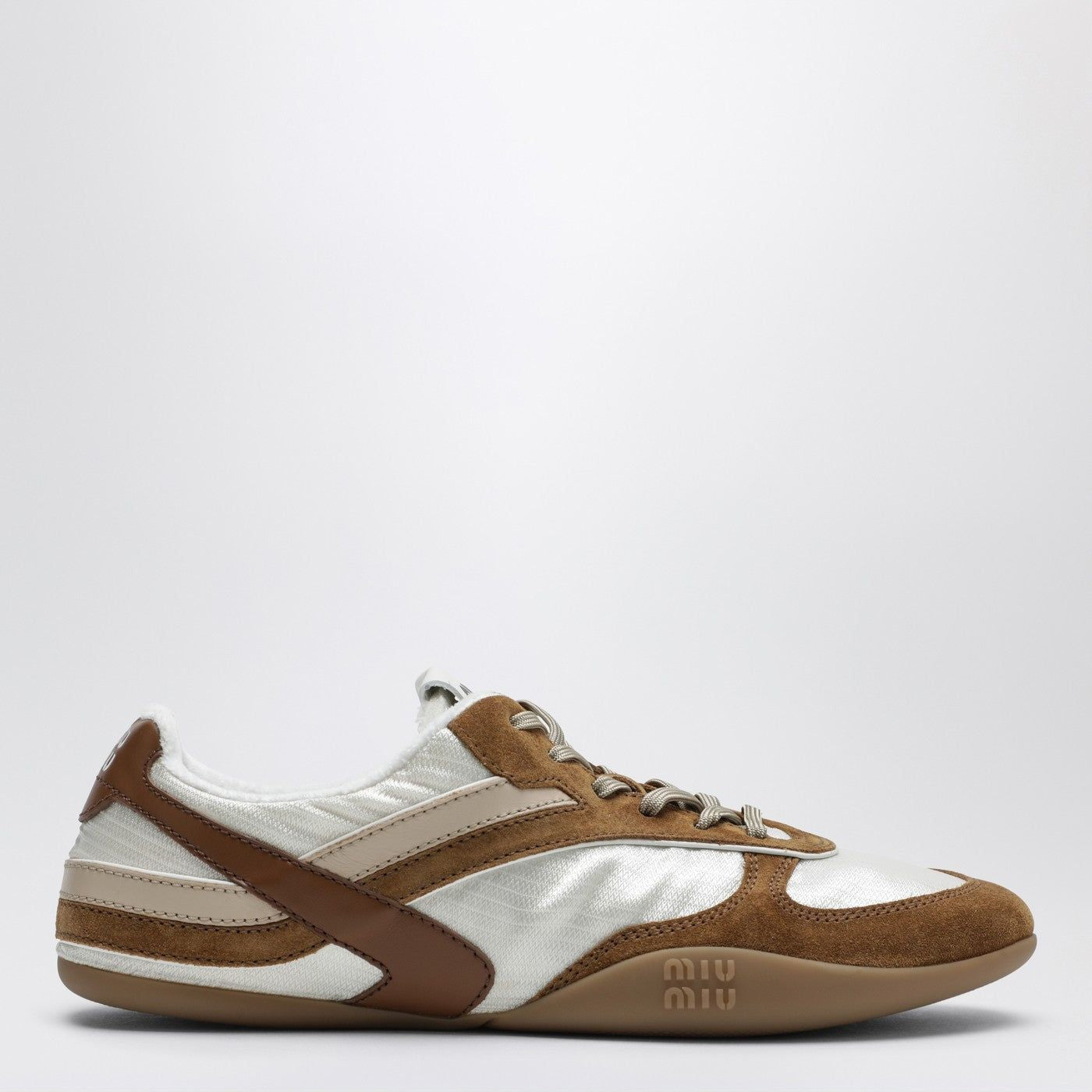 Miu Miu Gymnasium Sneakers Talc/Cinnamon In Technical Fabric And Suede