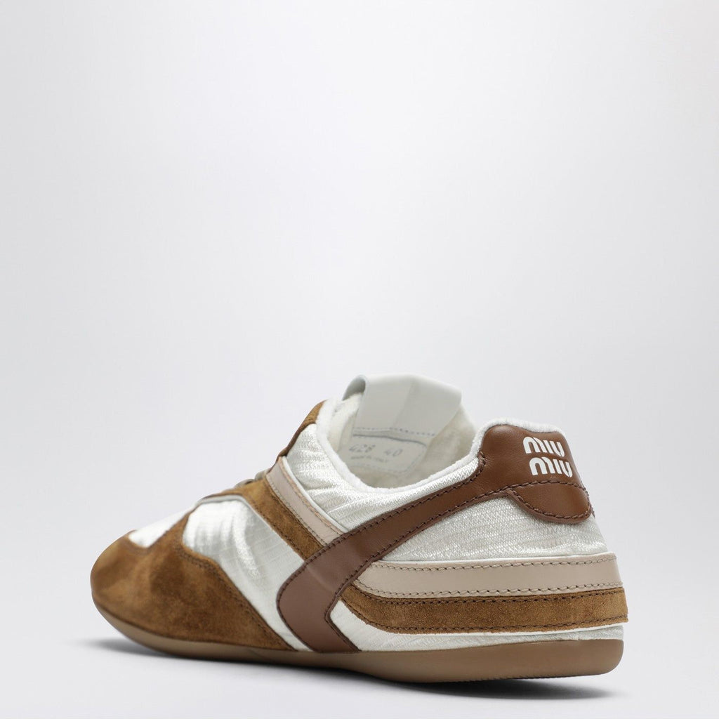 Miu Miu Gymnasium Sneakers Talc/Cinnamon In Technical Fabric And Suede