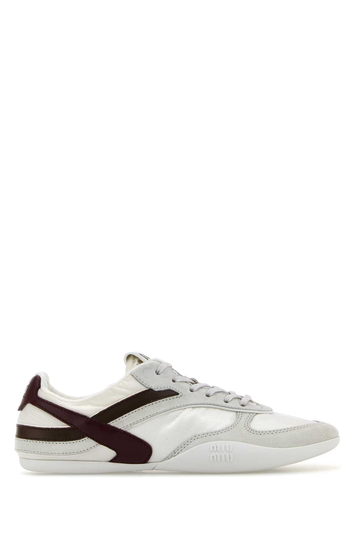 Miu Miu White Gymnasium Calf Leather Sneakers