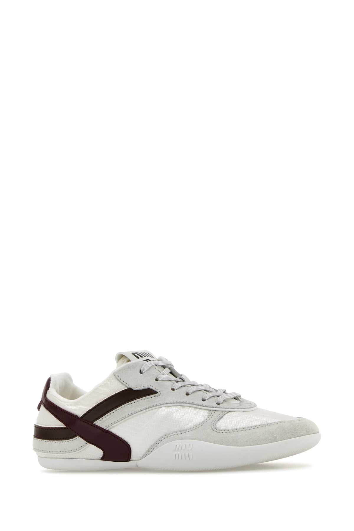 Miu Miu White Gymnasium Calf Leather Sneakers
