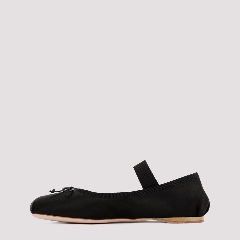 Miu Miu Black Satin Ballerinas