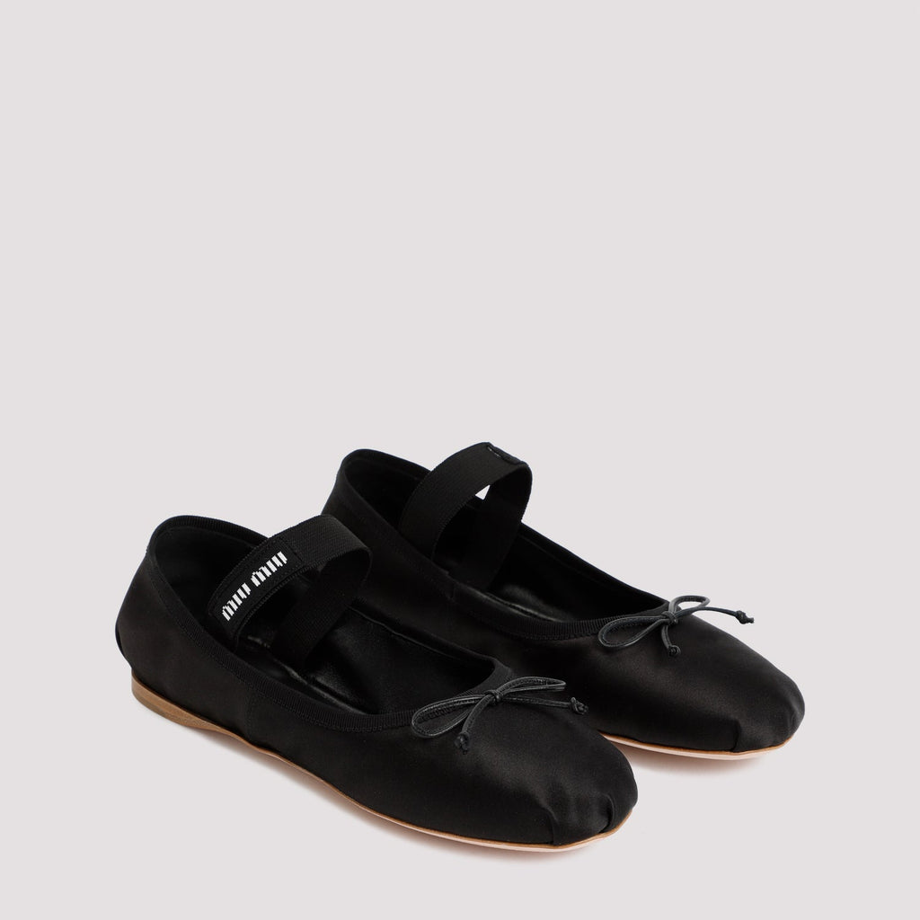Miu Miu Black Satin Ballerinas