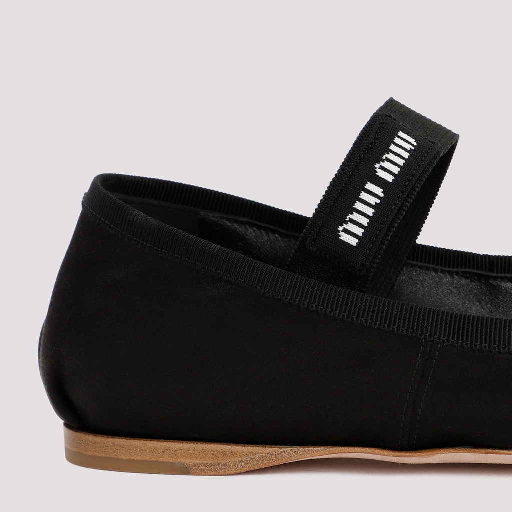 Miu Miu Black Satin Ballerinas