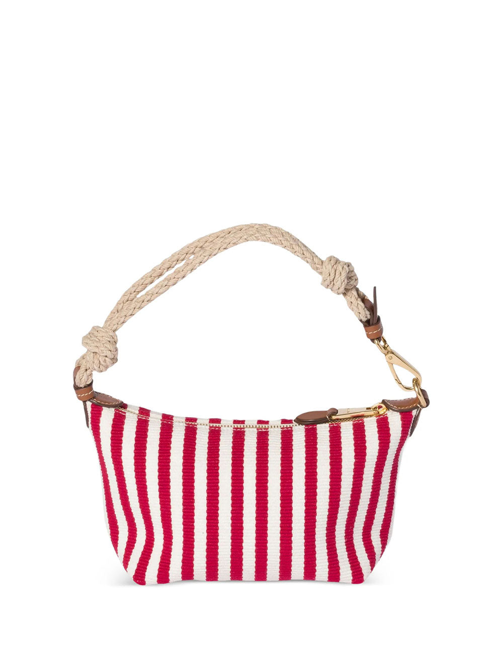 Miu Miu Striped Jacquard Cotton Pouch In Ruby And Cognac