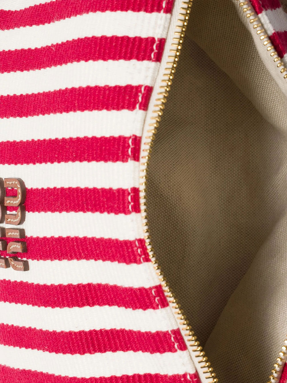 Miu Miu Striped Jacquard Cotton Pouch In Ruby And Cognac