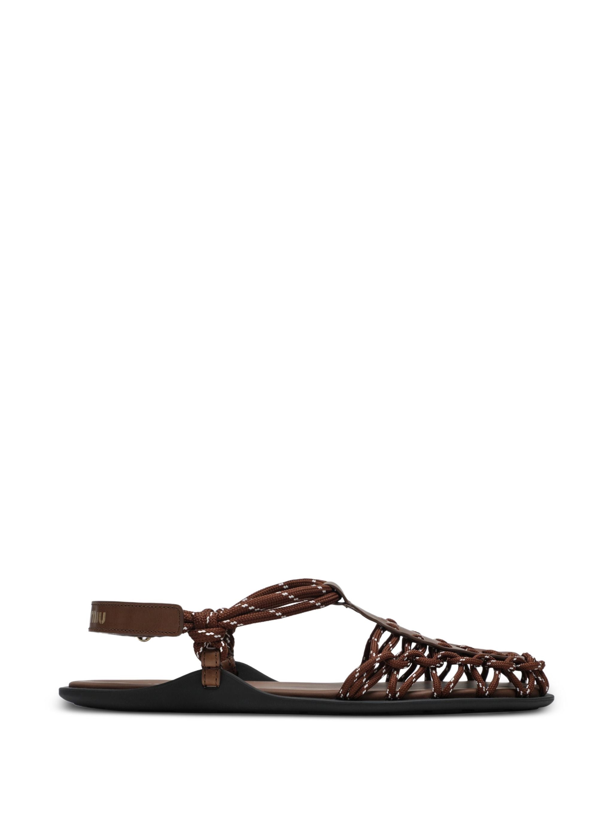 Miu Miu Round-Toe Leather Sandals