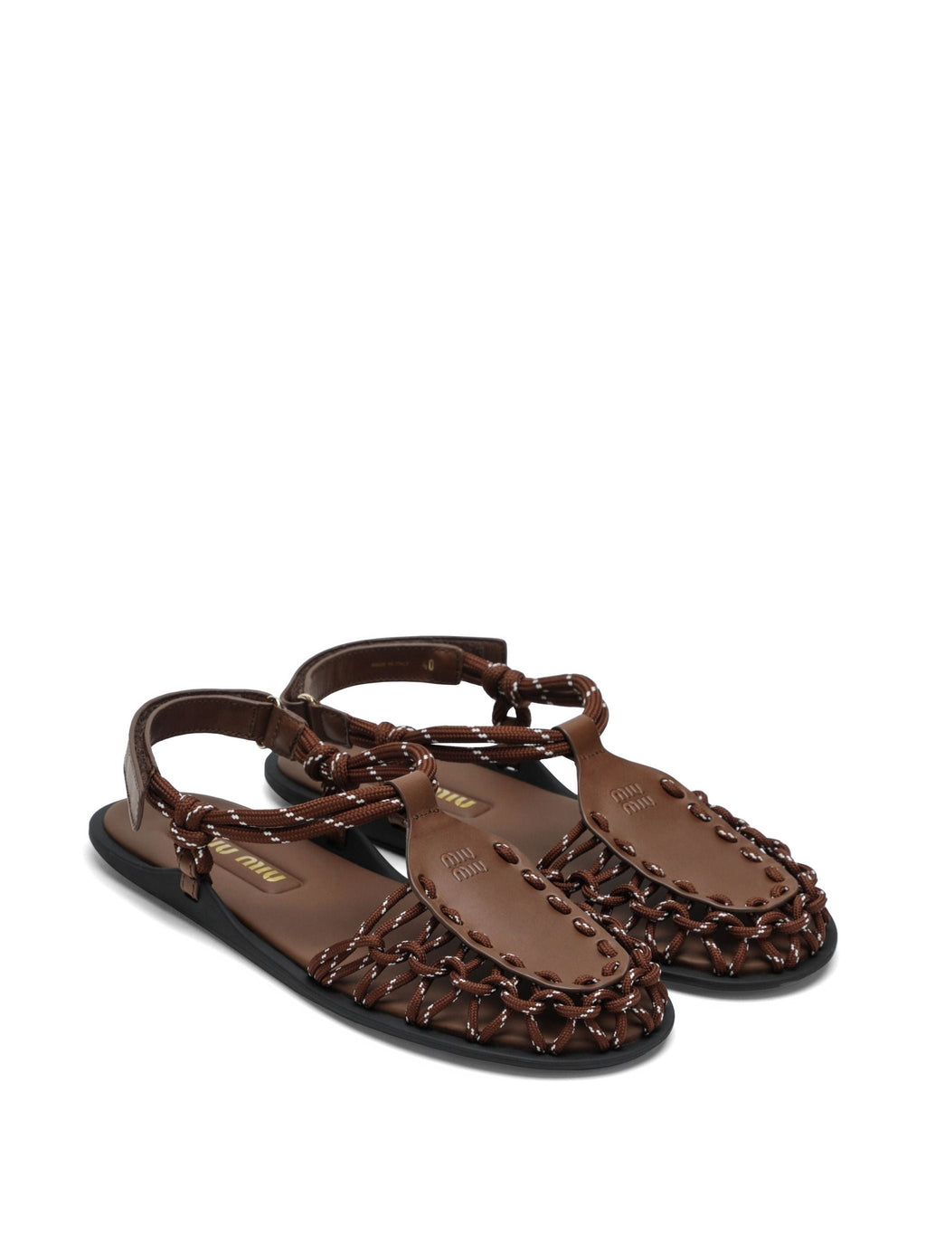 Miu Miu Round-Toe Leather Sandals