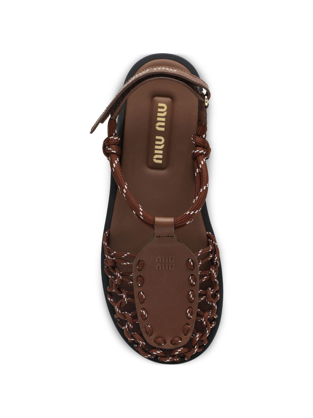 Miu Miu Round-Toe Leather Sandals