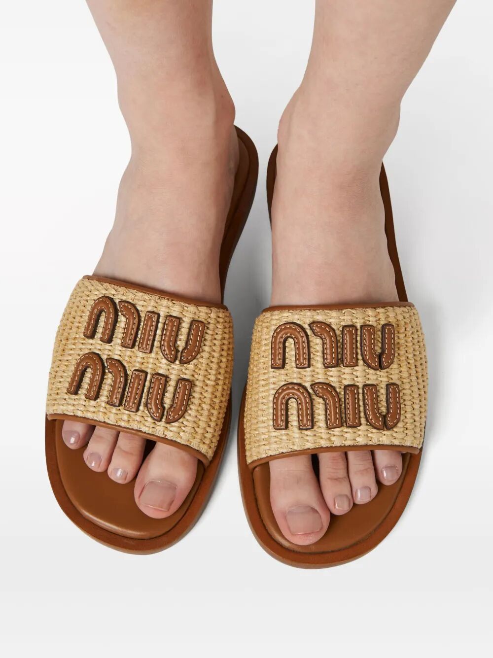 Miu Miu Canvas And Leather Slides