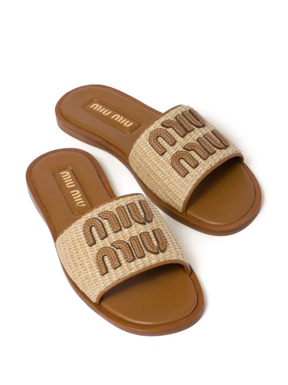 Miu Miu Canvas And Leather Slides