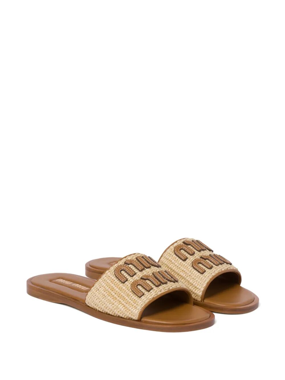 Miu Miu Canvas And Leather Slides