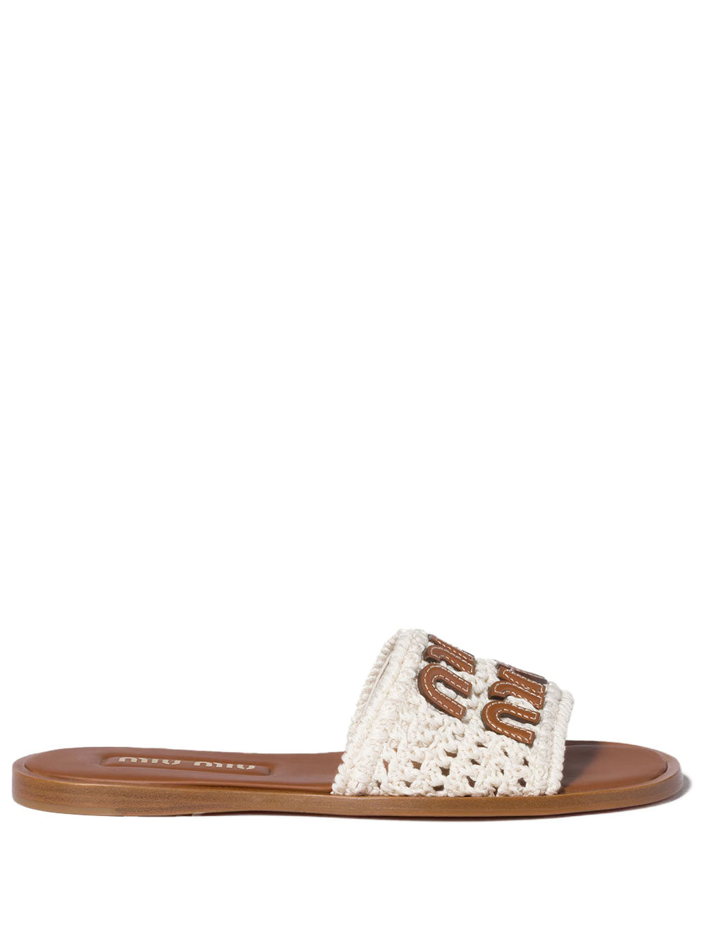 Miu Miu Crochet And Leather Slides