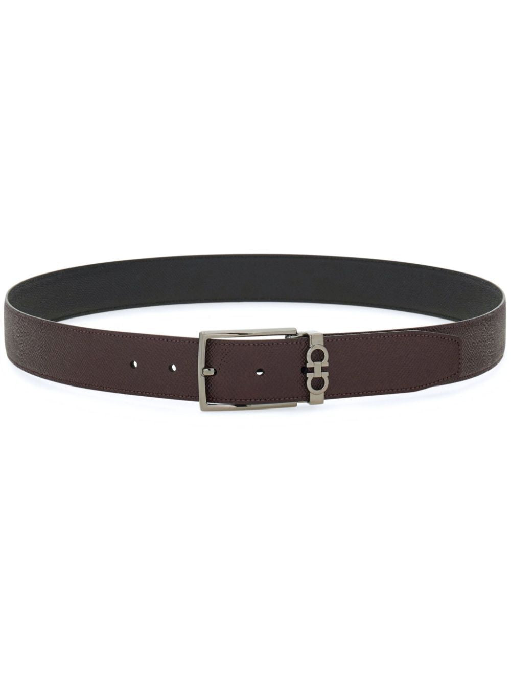 Ferragamo Grained Leather Gancini Motif Reversible Belt