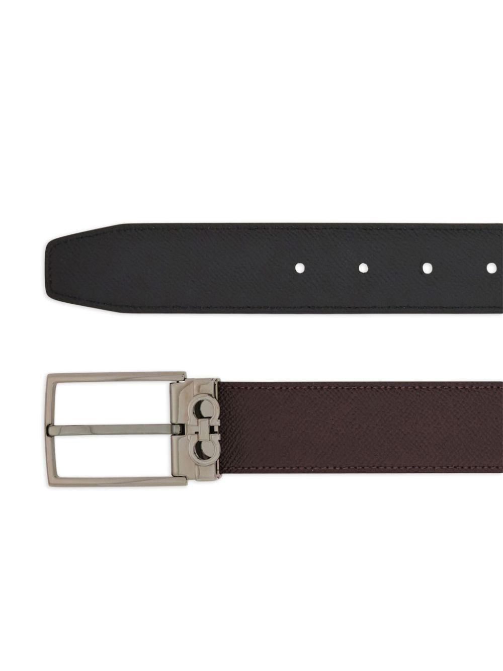 Ferragamo Grained Leather Gancini Motif Reversible Belt