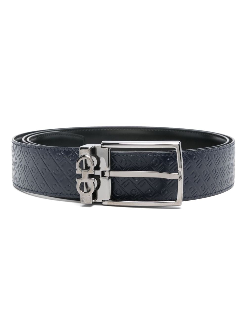 Ferragamo Double Gancini Logo-Debossed Leather Belt