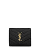 Saint Laurent Cassandre Matelassé Tri-Fold Wallet In Grain De Poudre Leather