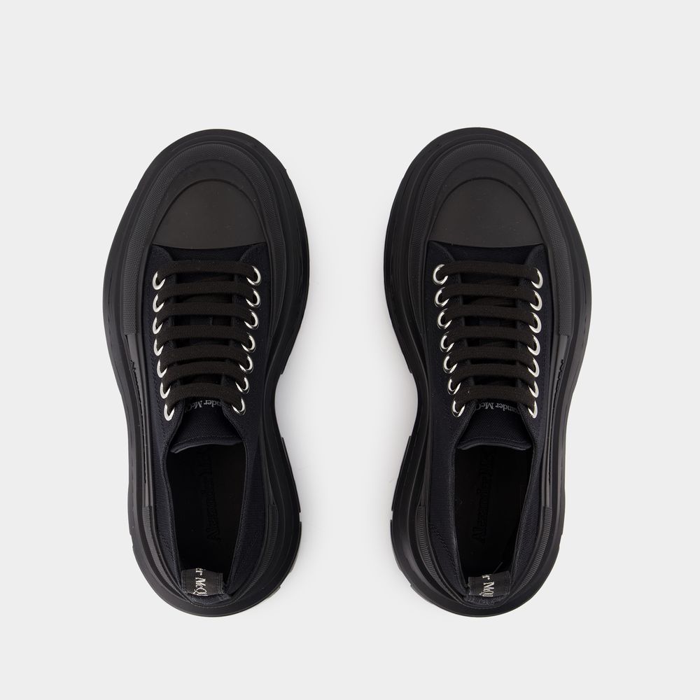 Alexander Mcqueen Black Canvas Tread Slick Sneakers