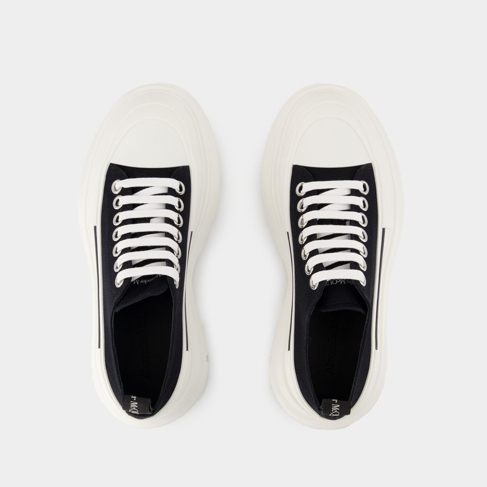 Alexander Mcqueen Black Canvas Tread Slick Sneakers