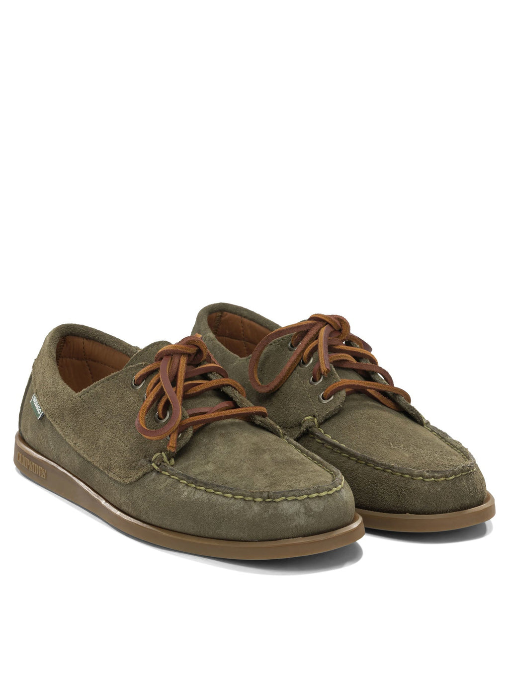 Sebago Askook Green Leather Rubber Lace-Up Loafers