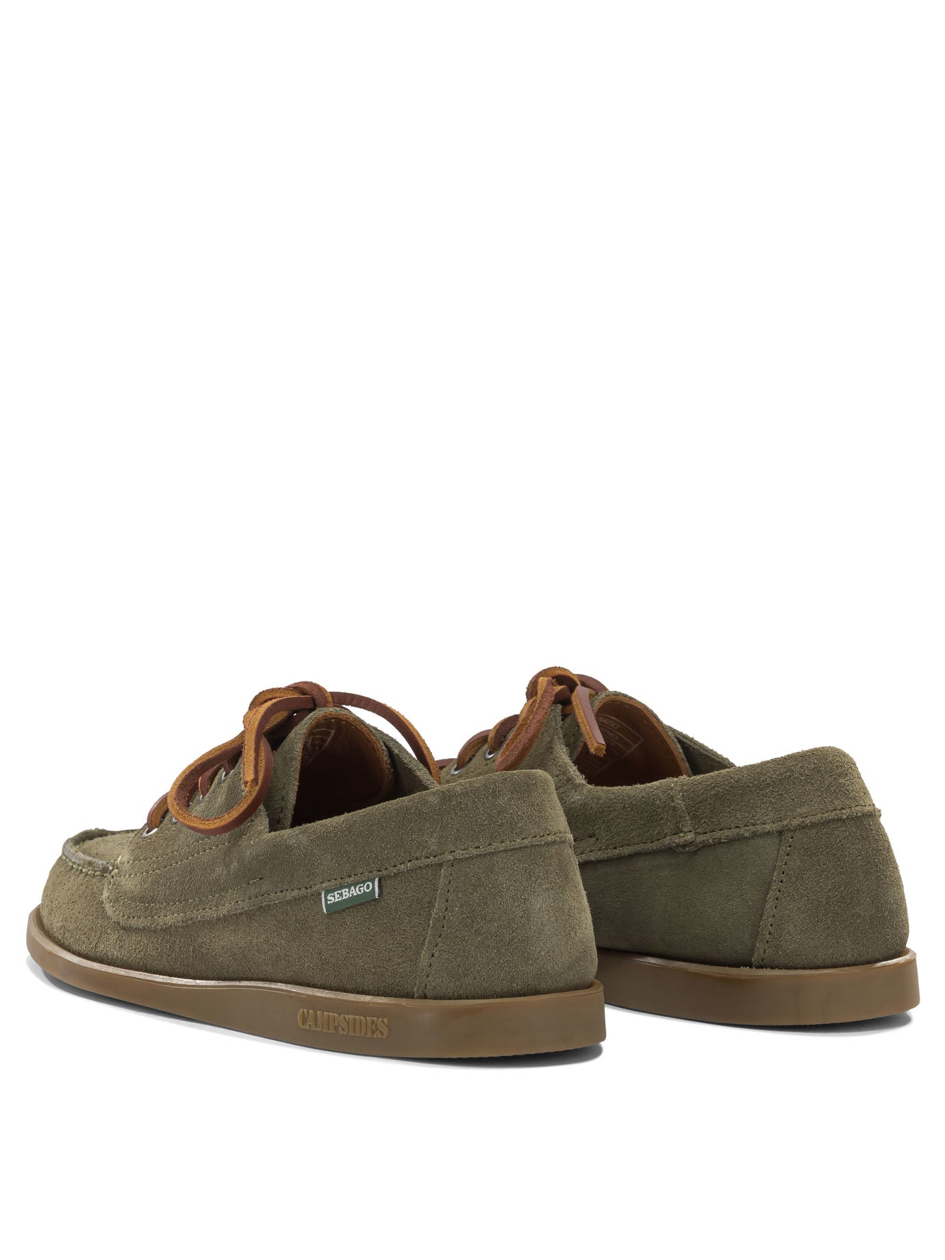 Sebago Askook Green Leather Rubber Lace-Up Loafers
